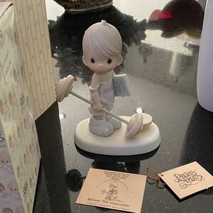 Precious Moments Child with Pink Barbell Figurine